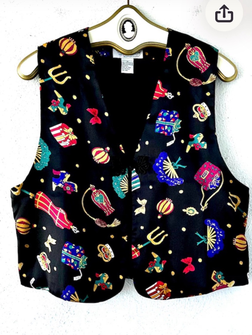 Diane Von Furstenberg Black Festive Icon Print Vest